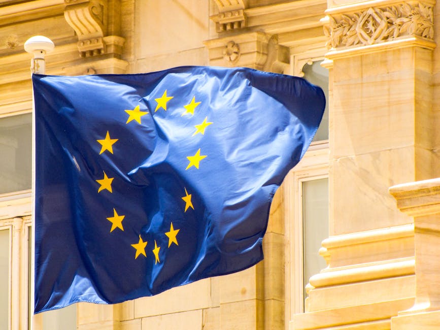 european commission building flags