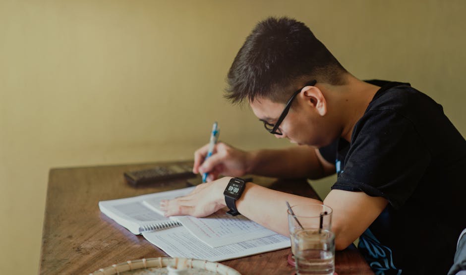 student studying desk